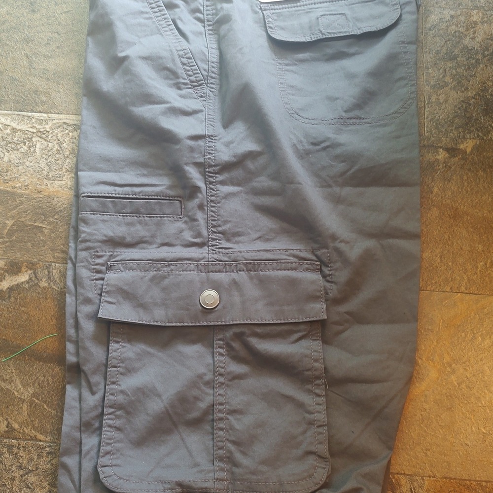 George‎ Cargo Shorts Mens 30 Grey NEW Below The Knee 14in Inseam Utility Pocket